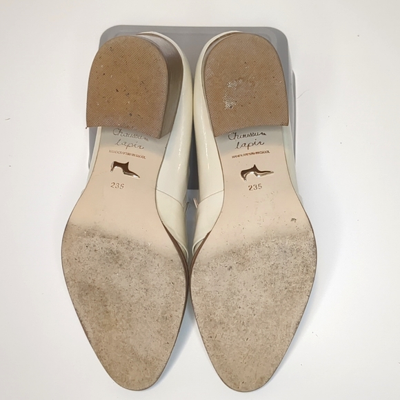 Leather Loafer Style Heels Cream and Wood by Chaussure Lapin - Picture 7 of 10